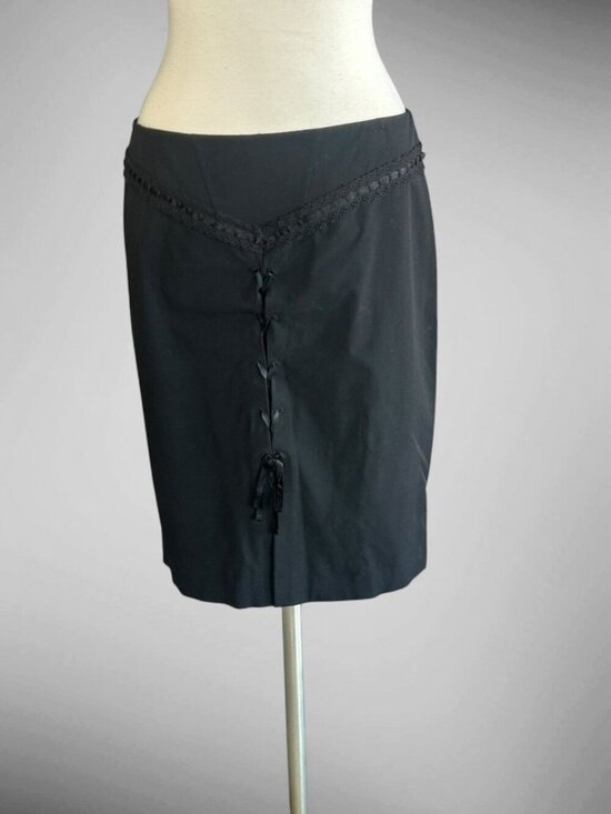 Laundry Dresses & Skirts - Laundry by Shelli Segal Black Skirt Corset Tie Front Vintage Pencil Size 10